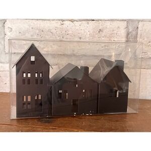Target Bullseye Playground Holiday Christmas Set of 3 Mini Black Metal Houses